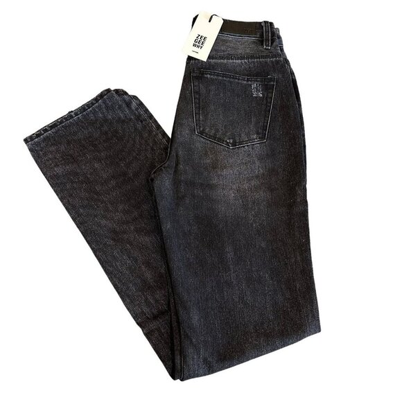 ZGY Denim Size 26 Straight Up Hi Rise Black Ashes To Ashes Trash Relaxed Fit NWT - Picture 5 of 7